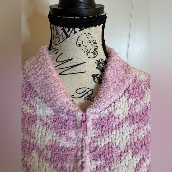 SKIMS Cozy Sweater Zip Up Petal Houndstooth‎ Pink Sz S/M - Picture 13 of 15